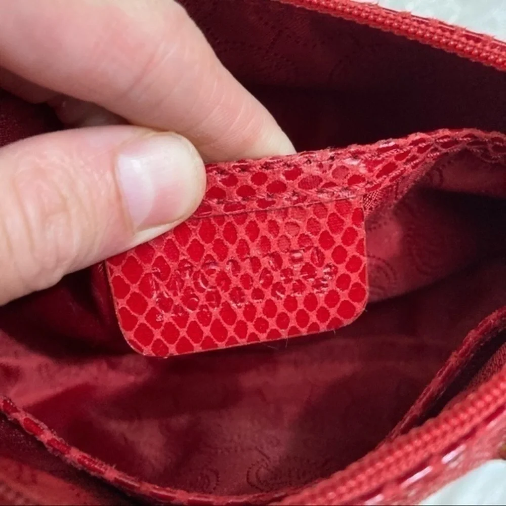 Michael kors red snake embossed cosmetic bag or clutch tassel